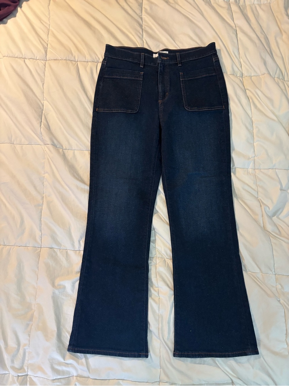 LOFT Kick Crop Dark Wash Women’s Jeans with Front Patch Pockets